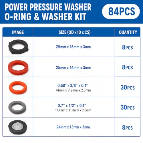 ZDBB 84 Pcs Pressure Washer O Rings, Garden Hose and Screen Filter Washers - size: 84 PCS