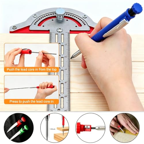 2.8mm Carpenter Pencils Set, 3 Pens and 36PCS Mixed Color 2.8mm Refill Leads, Deep Hole Pencil for Woodworking & Pipeliners (Red/Yellow/Black) - color: Black，rad，yellow