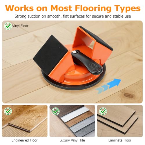 Floor Gap Fixer Tool Heavy Duty Suction Cup Lifter - Laminate, LVP, Vinyl & Hardwood Flooring Gap Repair Kit with Rubber Mallet & Nano Pads