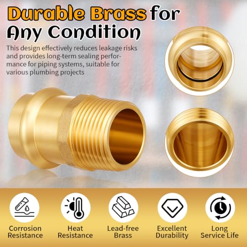 16 Pack 1/2" Press x 1/2" MIP Brass Press Fittings - color: Mip, size: 0.5 Inch
