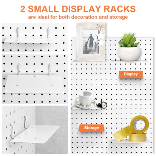 Pegboard Organizer Accessories, 18 Pack Baskets Cups Hooks (White+Clear) - color: White+Clear