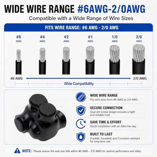 1-Port Single-Sided Inline Splice Connector 2/0-6 AWG - size: 2/0-6AWG