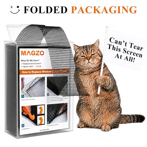 MAGZO Pet Proof Window&Door Screen Replacement Mesh, 60" W x 96" L, Black - color: Black, size: 60"W x 96"L