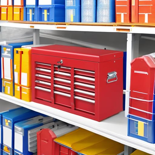 Winado 24" Metal Portable Tool Box with 5 Drawers, Lockable, Red - color: Red