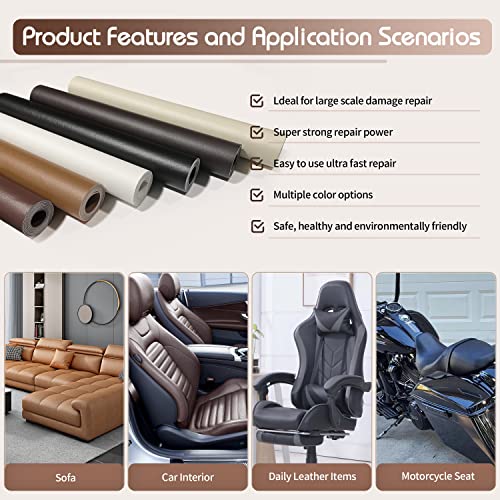 KING MOUNTAIN Leather Repair Patch,16 x 60 Inches self Adhesive Leather Repair Tape for Damaged Leather Furniture, Sofa Seating,Car Seats, Leather Goods(Black) - color: Black, size: 16" x 60"
