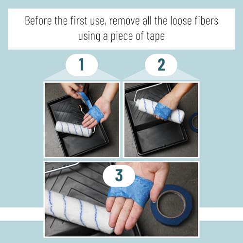 Bates- Paint Roller Covers, 9", Blue Stripes, 5 Pack, Covers for Paint Rollers 9 Inch, 9 Inch Paint Roller Covers, Paint Roller Cover, Paint Roller Covers 9 Inch, Large Paint Roller Covers - color: Blue Stripes, size: 9 Inch, 5 Pack
