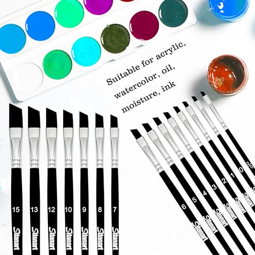 Sdanart Angular Paint Brushes,15 PCS Angled Paint Brush Angled Paintbrush