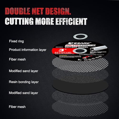 EZARC 25 Pack 3" Cut Off Wheels with 1/4" Mandrel, 3/8" Arbor Metal Cutting - size: 25PCS 3” x 1/16” x 3/8”& Mandrel
