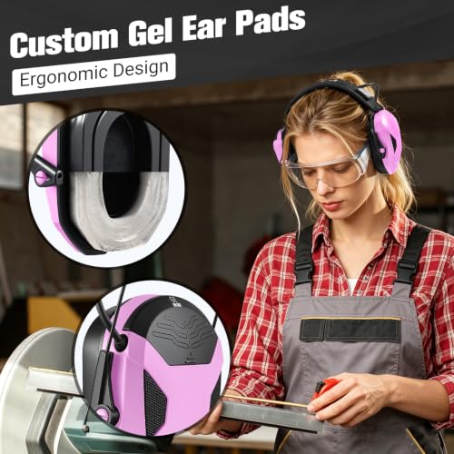 Electronic Shooting Ear Protection w/Gel Pads, 23dB NRR Active Noise Reduction & 3X Amplification Headset for Shooters - color: Purple