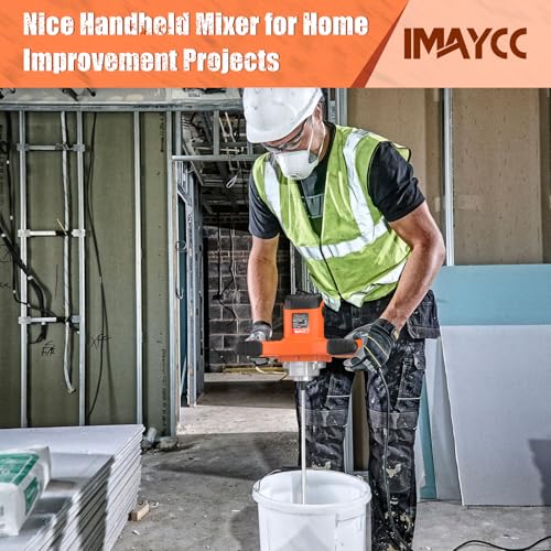 IMAYCC Handheld Concrete Mixer, Portable Cement Mixer,110V 6 Speed Mixing Drill, 2100W Drill Mixer for mud,Motar,Paint, Grout, Plaster,Thinset etc. - color: Orange