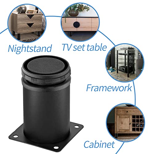 3 Inch Metal Furniture Legs Stainless Steel Adjustable Legs Black Metal Legs Round Cabinet Legs for Coffee Table Cabinet Desk Sofa Shelves, Pack of 8 - color: Black, size: 3"