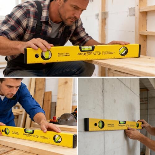 10 Inch Torpedo Level Magnetic, Aluminum Alloy Level Tool, Equipped with 45/90/180 Degree Bubble Vials and Scale Ruler, Open Top-View Design - style: 10″-1pcs