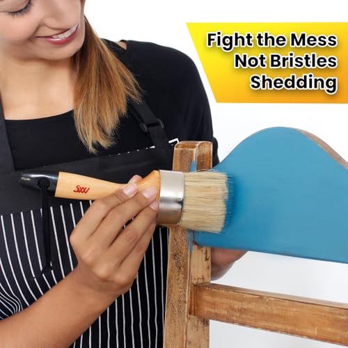 Chalk and Wax Paint Brushes, 5 Pcs Furniture Wax Brush, Natural Bristle