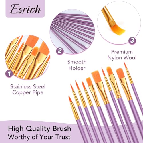 ESRICH 100PCS Pink Paint Brushes, Paint Brush for Acrylic Painting - color: Purple, size: 100