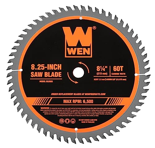 WEN BL0860 8.25-Inch 60-Tooth Fine-Finish Carbide-Tipped Circular Saw Blade