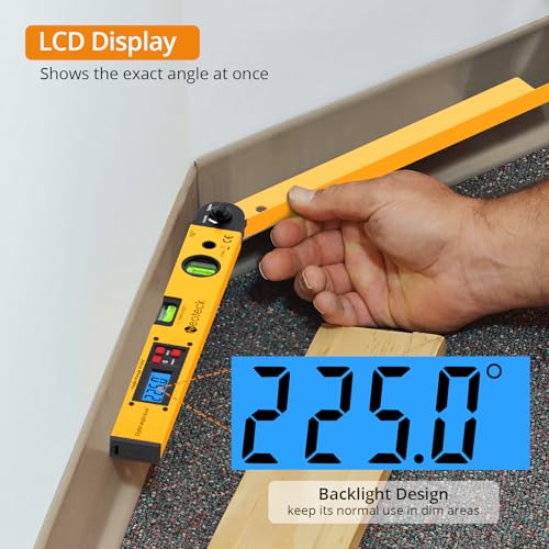 Neoteck 225° 16 inch Digital Angle Finder Aluminum Protractor LCD Backlight - color: Gold