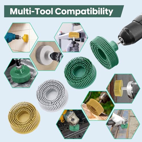 3Pcs Bristle Disc 2 Inch Gasket Remover Wheel Tool Attachments