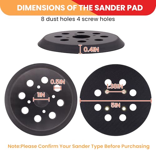 5 Inch Replacement Sander Pad Compatible with Craftsman Ridgid Ryobi 35 PCS