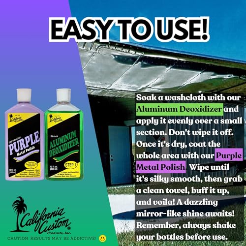 CALIFORNIA CUSTOM – Purple Metal Polish & Aluminum Deoxidizer Kit, No Silicone, Body Shop Safe, Great for Aluminum, Brass, Copper, Chrome, Silver, Stainless and Gold