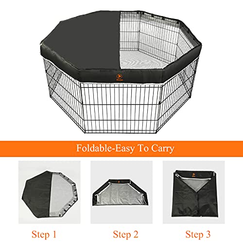 PJYuCien Playpen Top Cover for 24'' Width 8 Panel Pen, Hook Connect, Black - color: Only Black Top Cover, Elastic Buckles Connections
