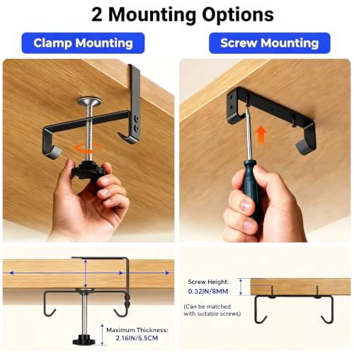 Under Desk Cable Management Tray 36", No Drill Clamp-On Design, Premium Oxford Fabric Cord Organizer Hides Power Strip & Messy Wires, Ideal for Home Office & Gaming Desk