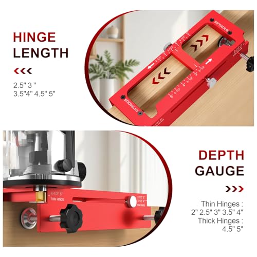 Aluminum Door Hinge Jig, Adjustable Mortise Router Template for 2.5‑5"