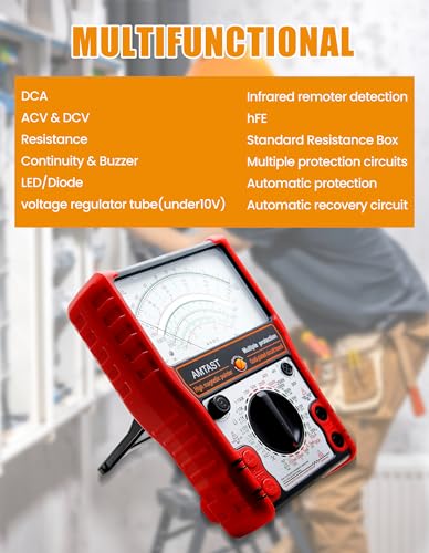 Analog Multimeter Tester Portable Multi Meter Multi Testers for Electrical Applications Pointer Multimeter Measures Voltage, Current, Resistance, Diode and hFE (Model AMT88L) - style: Model 2