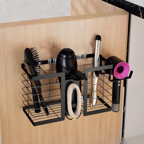 FUNKYLEE 3-in-1 Universal Hair Tool Organizer Wall Mount, Black - 2 Pack - color: 2PCSBlack