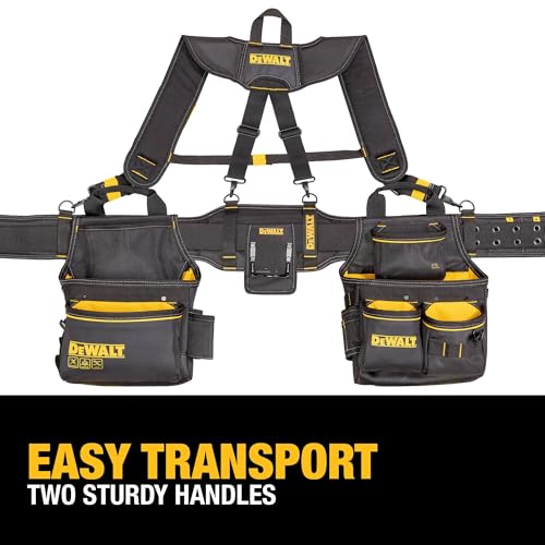 DEWALT Professional Tool Belt Organizer With Suspenders and 25 Pockets, Heavy Duty Construction (DWST540602) - size: One Size, style: Tool Rig w/Suspenders