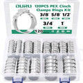 OURU 120PCS Pex Crimp Rings Assortment Kit, 3/8",1/2",3/4",5/8",1" - size: 120PCS KIT