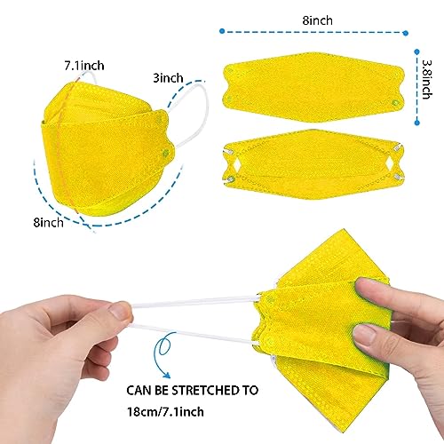 Borje KN95 Face Masks 50 Pack,Breathable Comfortable and Disposable KN95 Mask,Masks for Adults - color: Yellow=50pcs