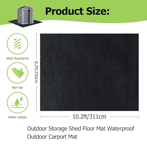 8.2x10.2FT Outdoor Storage Shed Floor Mat, Tent Carpet for Camping Patio - size: 8.2 x 10.2 FT