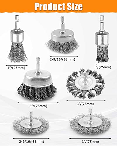 20 Pcs Wire Wheel for Drill, Heavy Duty Wire Brush for Drill - style: 20pcs(Twisted & Carbon Steel Wire)