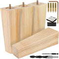 Airy Abode Premium Ash Wood Square Furniture Legs (Full Install Kit) - Pick Your Size and Color - color: Natural Ash Wood, size: 8 Inches