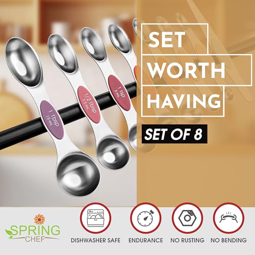 Spring Chef Stainless Steel 8 Magnetic Measuring Spoons Set, Desert Sunset - color: Desert Sunset, size: 1-Pack