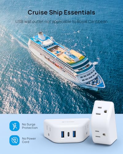 TROND Multi Plug Outlet Extender with USB, 2 Pack Plug Splitter - color: White, size: 3AC & 2A2U1C-3 Prong Plug, 2 Pack