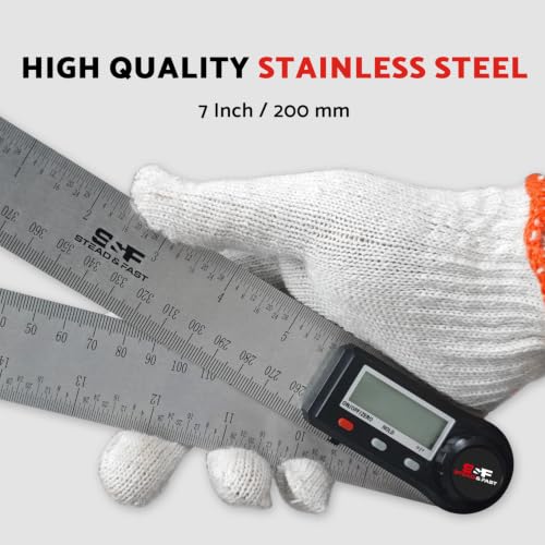 S&F STEAD & FAST Stainless Steel Digital Angle Finder Tool, 7 Inch / 200 mm - size: Full Size