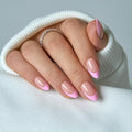 Curvlife Soft Gel Press On Nails Medium Almond Nude Pink French Tip with Polka Dots, Glue On Fake Nails Reusable False Nails Stick On Nail Tips for Women - color: B9 - Pink French Tip Polka Dots