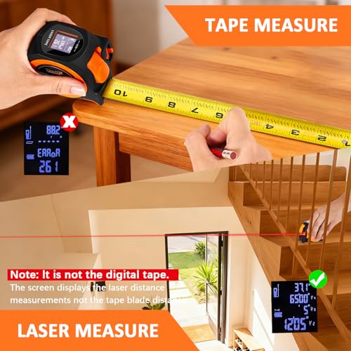 3-in-1 Laser Tape Measure, 197 ft Distance Meter, 16 ft Tape, Digital Level