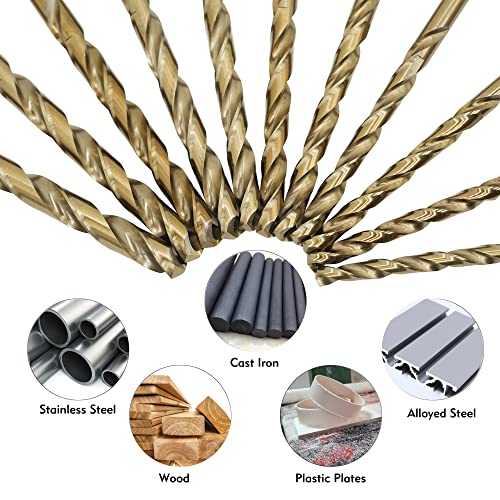 GMTOOLS 21Pcs Cobalt Drill Bits Set, M35 HSS, 135 Degree Tip, Twist Jobber Length Drill Bit for Hardened Metal, Cast Iron, Stainless Steel, Plastic and Wood with Metal Indexed Storage Case 1/16"-3/8" - style: 21 pcs Cobalt