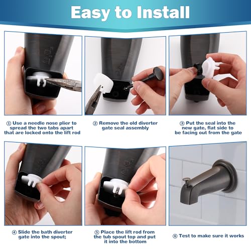 Enhon 2 Set Tub Spout Diverter Repair Kit (Oil Rubbed Bronze, Classic) | Includes 2 x Diverter Valve Stems, 2 x Cup Seals and 2 x Gates, Bathroom Shower Bathtub Leaky Faucet Repair Replacement Parts - color: Oil Rubbed Bronze