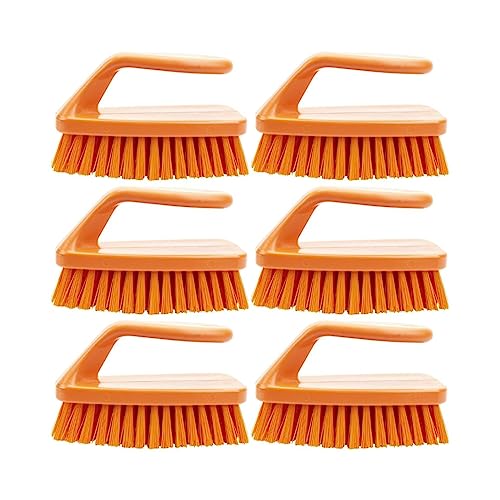 SPARTA Scrub Brush with Iron Shaped Handle and Stiff Bristles, Heavy Duty Scrubber Brush for Kitchen, Bathroom, Shower, Tile, Sink, Carpet and Bakepans, Polypropylene, 6 Inches, Orange, (Pack of 6) - color: Orange, size: 6 Inches (Pack of 6)
