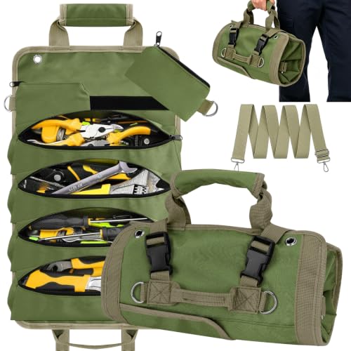 Roll Up Tool Bag Organizer for Car, Truck and Garage, Army Green