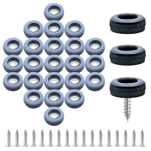 24pcs 3/4" (19mm) Screw on Furniture Sliders, Gray/Black - size: 3/4 inch (19mm)
