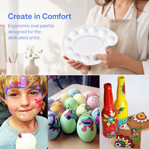 Hulameda 15Pcs Plastic Oval White Paint Tray Palettes for Adults to Paints - color: 15pcs