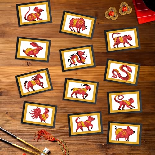 DIAMOND ART CLUB Mini Dazzles- Chinese Zodiac Diamond Art Kits for Adults - color: Chinese Zodiac