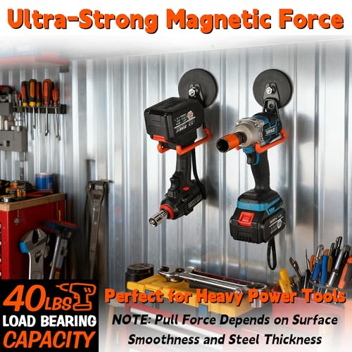 ULIBERMAGNET New Updated Strong Magnetic Hooks,2 Pack Heavy Duty Large Magnetic Hooks for Extension Cord, Cable, Hose, Power Cord,Rope,Drill,Jig Saw,Circular Saw,Garden Lawn Tools (Orange/3.46inch) - style: Upgraded Orange Large L Ultimate Strong Hooks