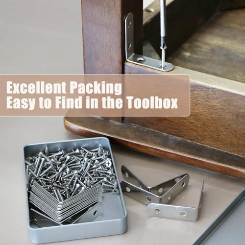L Brackets, 2 inch Angle Corner Braces with Screws for Wood Furniture - style: 2inch L Shape Silver 18pcs