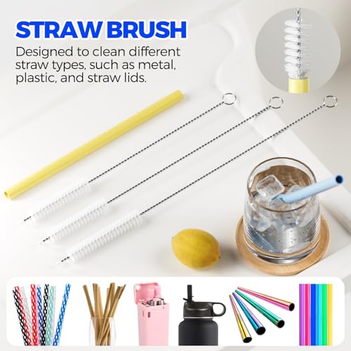 Holikme 6 Pack 4 in 1 Cup Lid Cleaning Brush 3 Straws Bottle Brush,Yellow - color: Yellow