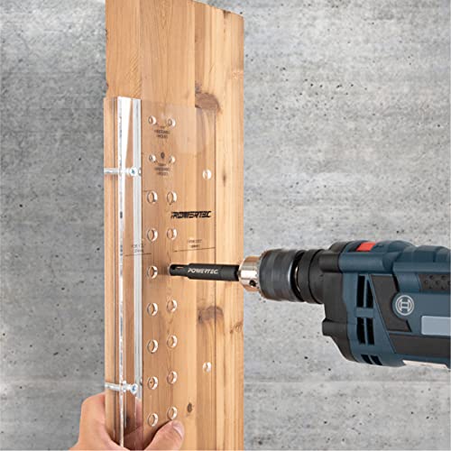 POWERTEC Shelf Pin Jig with 1/4" Self Pin Bit, 1/4" 100PCs L-Shaped Shelf Pegs, Woodworking Tools for Installing Shelf Pegs and Pins, Shelf Pin Drilling Jig for Making Shelves and Cabinet (71909) - size: Shelving Jig Kit | 1/4” Spoon Pins & L-Brackets